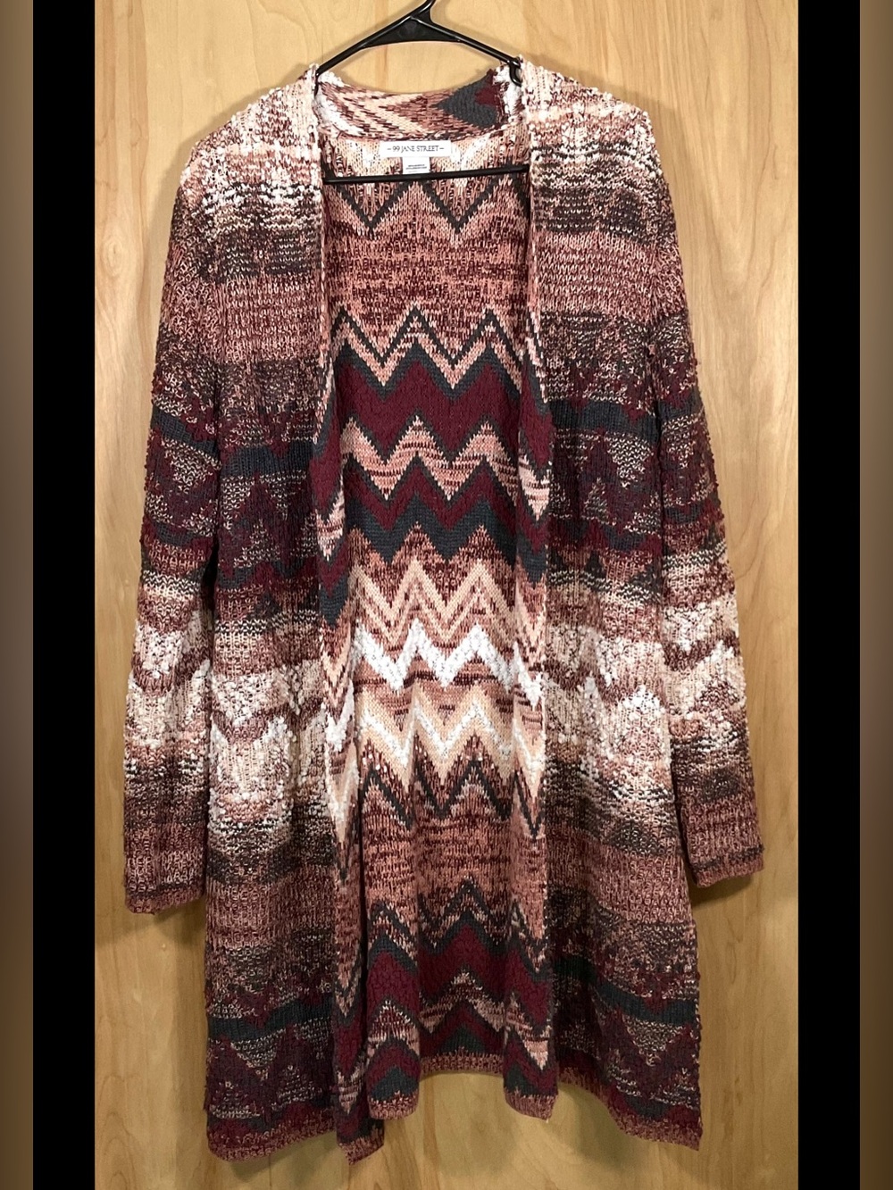 99 Jane Street Long Cardigan Sweater Chevron - EUC